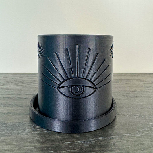Black 3D printed eye planter